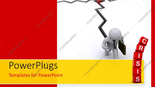  Presentation with crack - A person trying to escape from the crack with white background