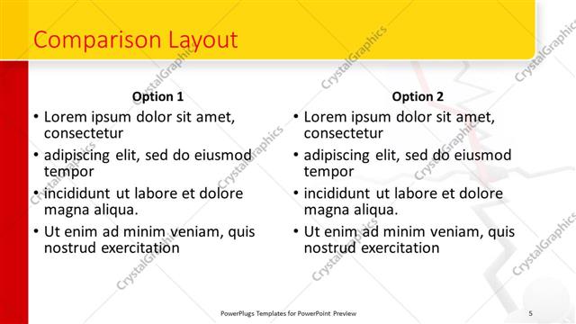 Comparison presentation slide layout