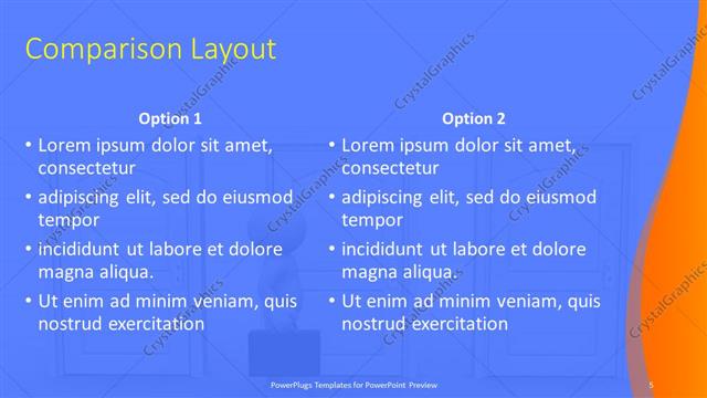 Comparison presentation slide layout