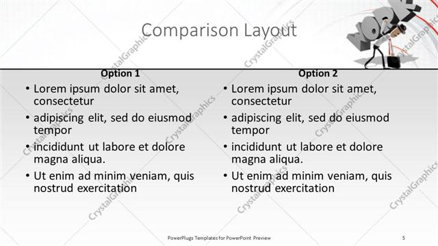 Comparison presentation slide layout