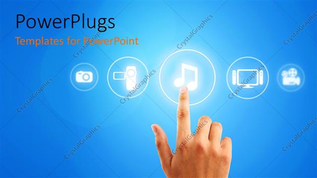  Presentation with touch screen - A person trying to listen to music