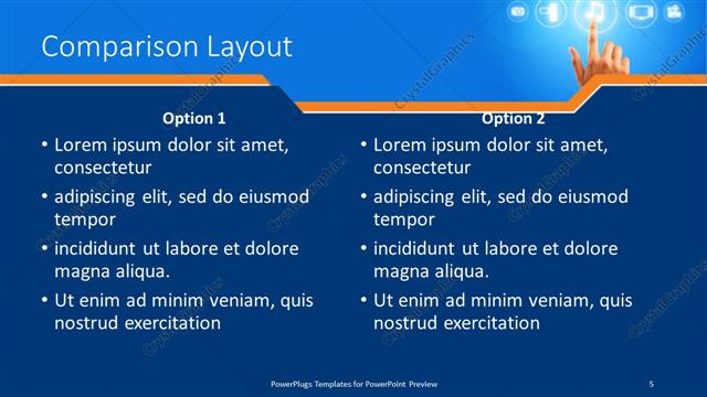 Comparison presentation slide layout