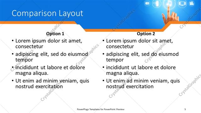 Comparison presentation slide layout