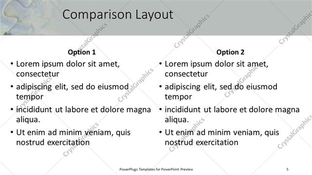 Comparison presentation slide layout