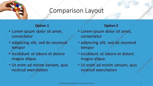Comparison presentation slide layout