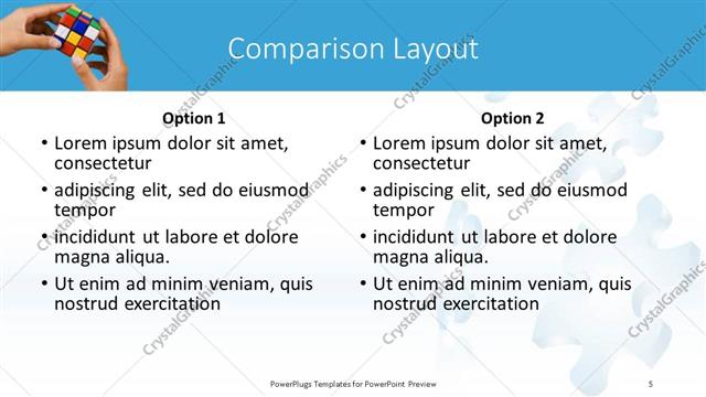 Comparison presentation slide layout