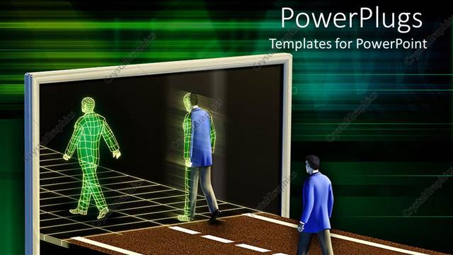  Presentation with electrical - A person turning into electrical version after passing a threshold
