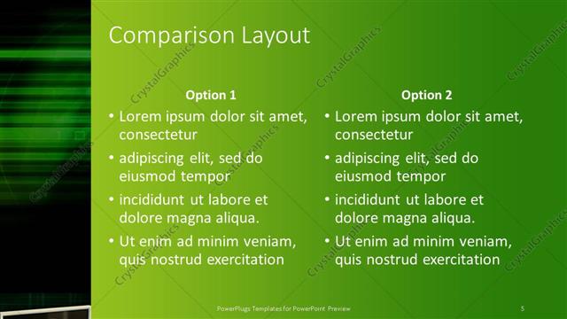 Comparison presentation slide layout