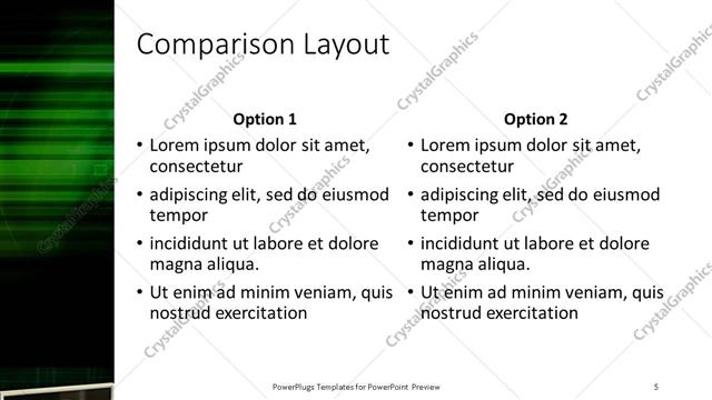 Comparison presentation slide layout