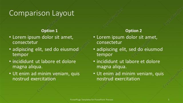 Comparison presentation slide layout