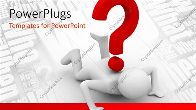  Presentation with question - A person under the question mark with white background