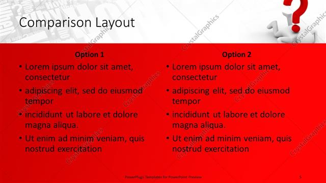 Comparison presentation slide layout