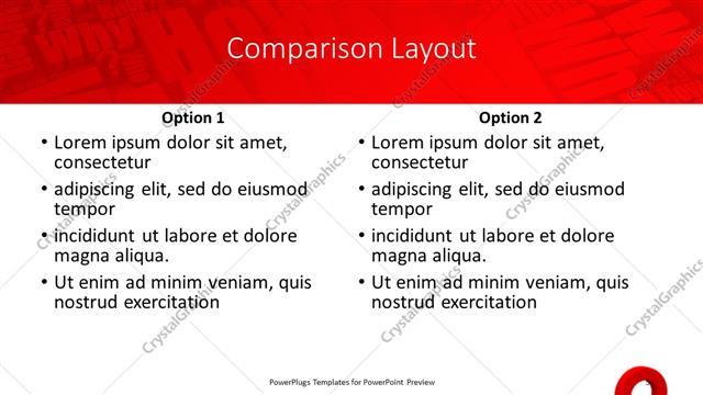 Comparison presentation slide layout