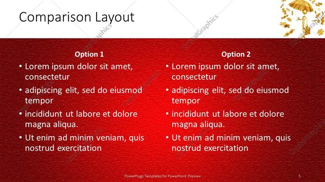 Comparison presentation slide layout