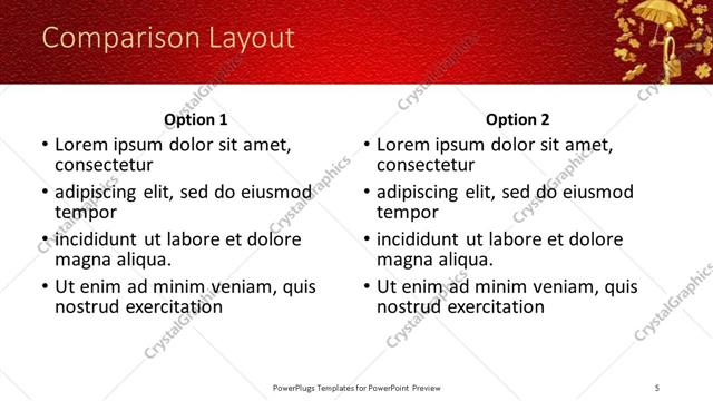 Comparison presentation slide layout