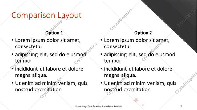 Comparison presentation slide layout