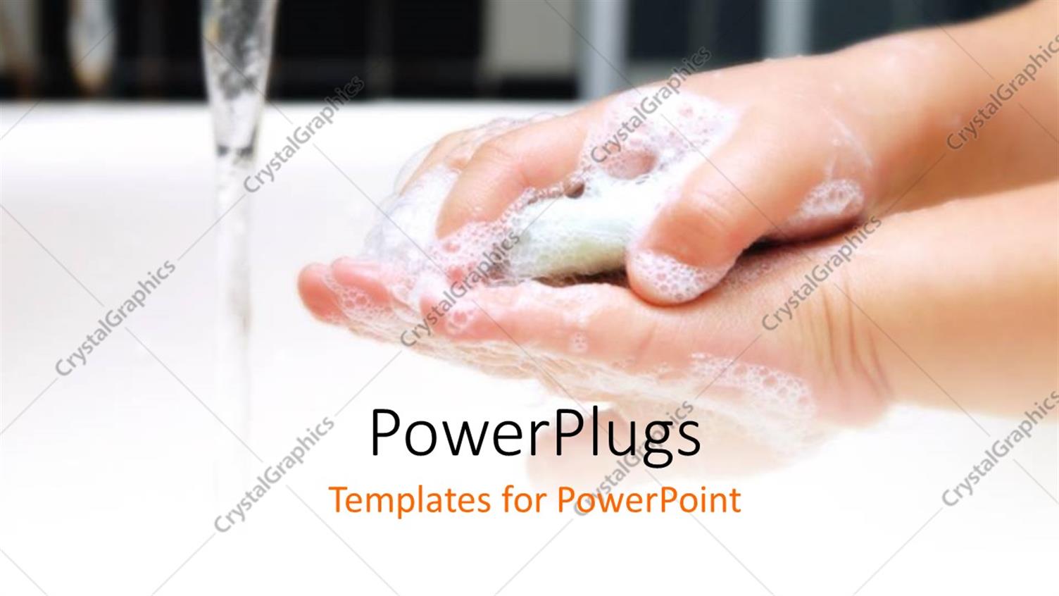PowerPoint Template a person washing his hands with the tap open (30790)