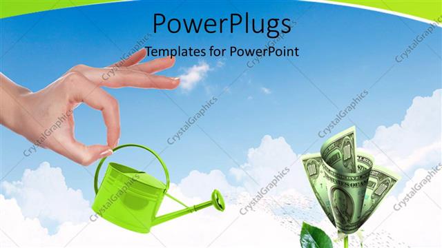  Presentation with money - A person watering the money plant with clouds in background