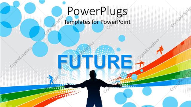 Presentation with bright future - A person welcoming the future with multicolored background