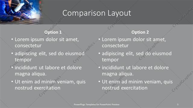 Comparison presentation slide layout