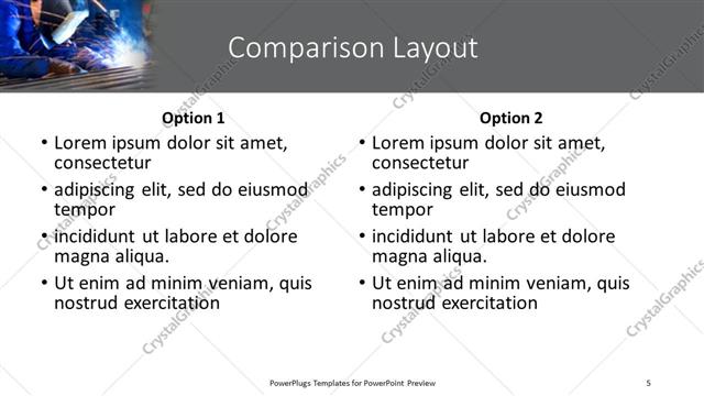 Comparison presentation slide layout