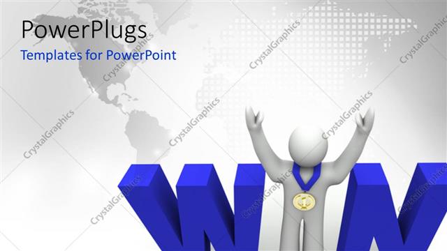  Presentation with winning - A person winning the gold medal with map in the background