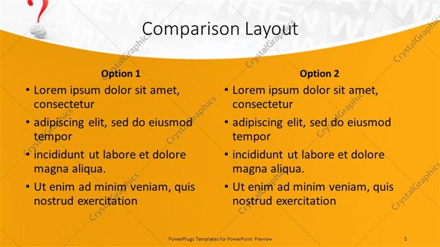 Comparison presentation slide layout
