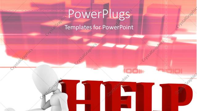  Presentation with buildings - A person with the word help and buildings in the background