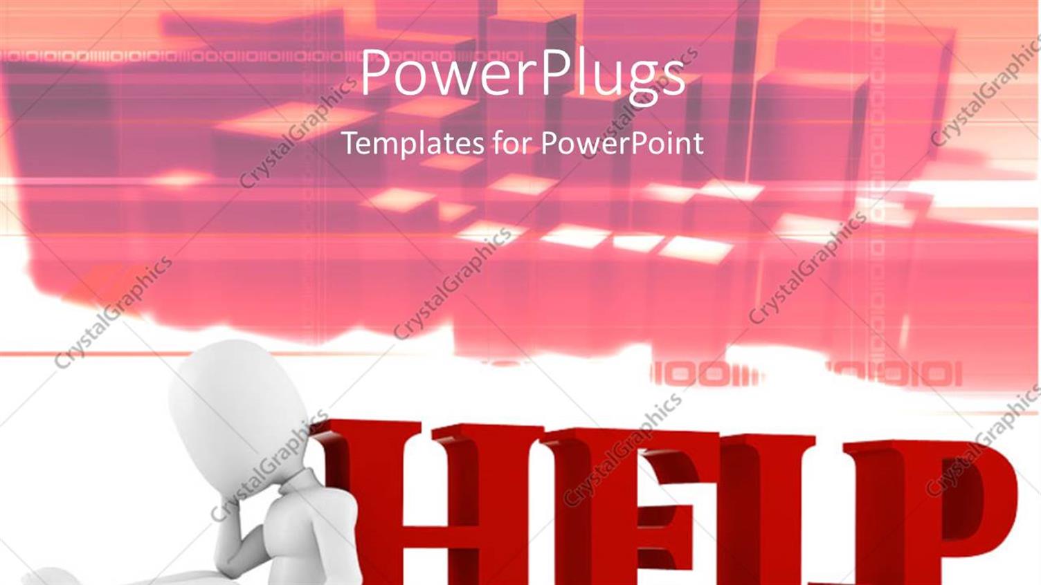 Featuring a Person with the Word Help and Buildings in the Background