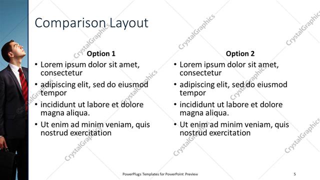 Comparison presentation slide layout