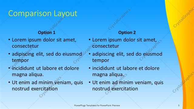 Comparison presentation slide layout
