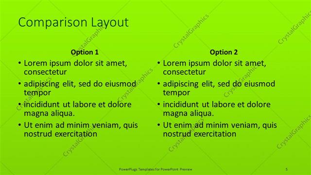 Comparison presentation slide layout