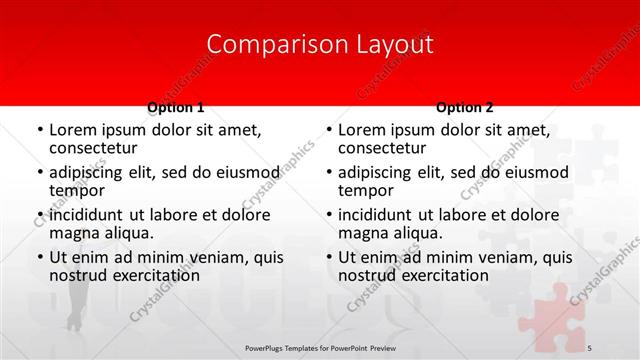 Comparison presentation slide layout