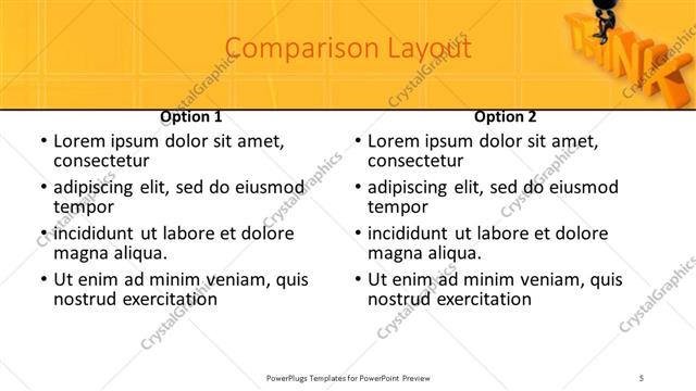 Comparison presentation slide layout