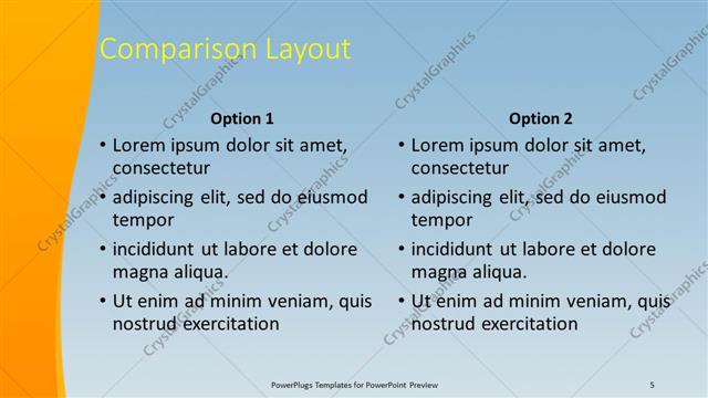Comparison presentation slide layout
