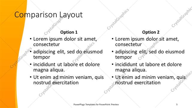 Comparison presentation slide layout