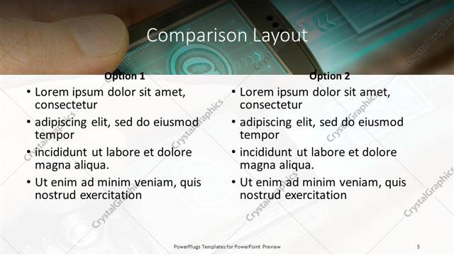 Comparison presentation slide layout