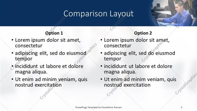 Comparison presentation slide layout