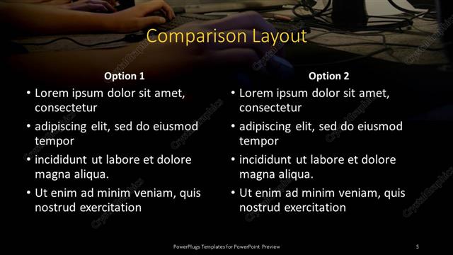 Comparison presentation slide layout