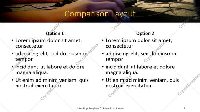 Comparison presentation slide layout