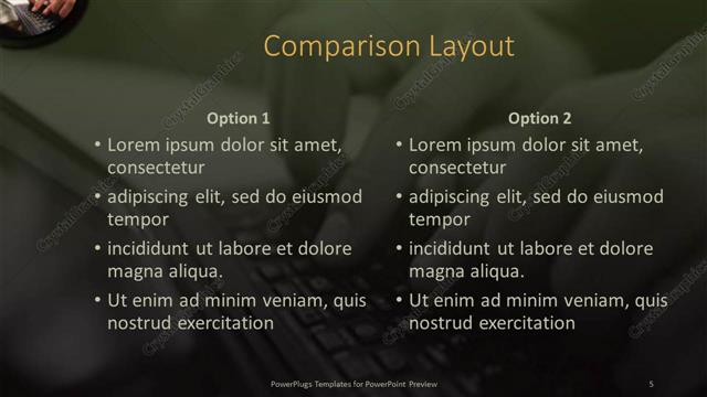 Comparison presentation slide layout
