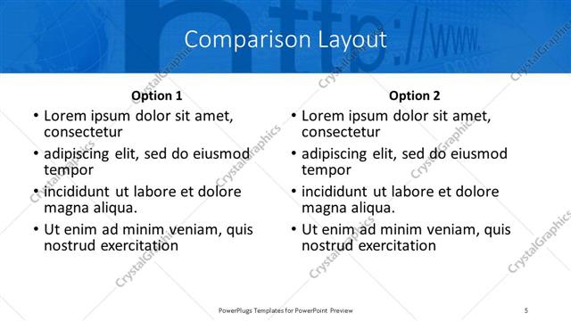 Comparison presentation slide layout