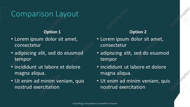 Comparison presentation slide layout