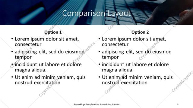 Comparison presentation slide layout