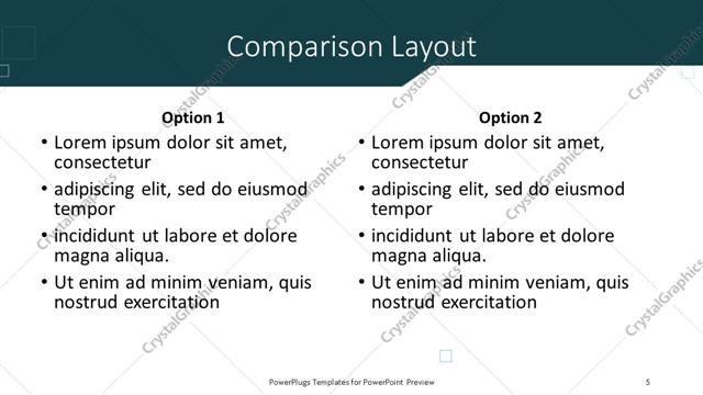Comparison presentation slide layout