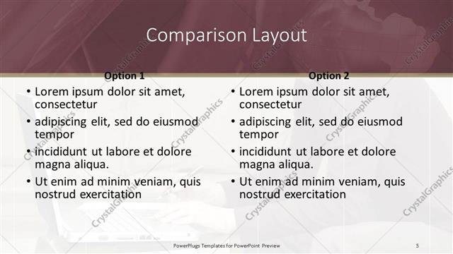 Comparison presentation slide layout