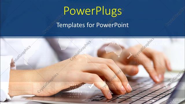  Presentation with laptop - A person working on the laptop with white background