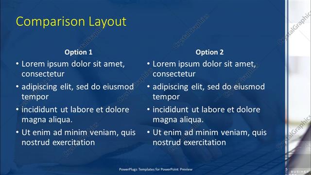 Comparison presentation slide layout