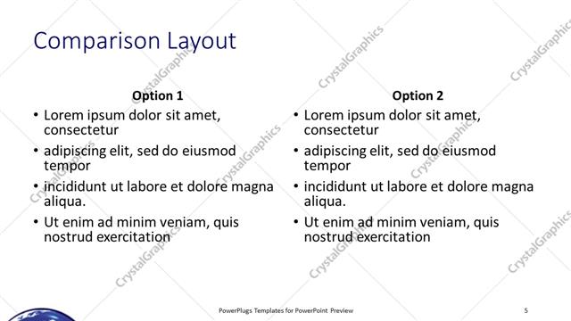 Comparison presentation slide layout