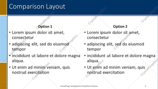 Comparison presentation slide layout